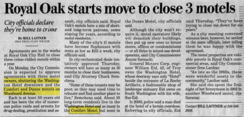 Comfort Motel - June 2002 Article